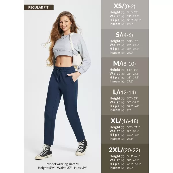 BALEAF Womens Fleece Lined Pants Straight Leg Sweatpants Thermal Cotton Athletic Winter Trackpants Loose Fit 2 PocketsNavypetite 27