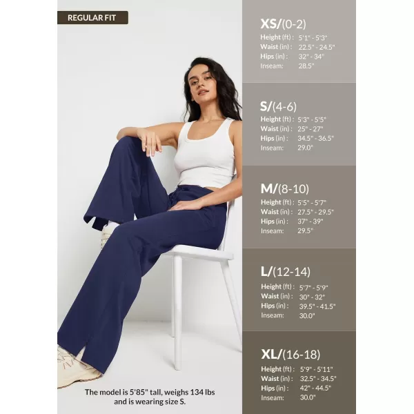 BALEAF Womens Fleece Lined Sweatpants Straight Wide Leg Casual Loose Lounge Sweat Pants with PocketsBlue