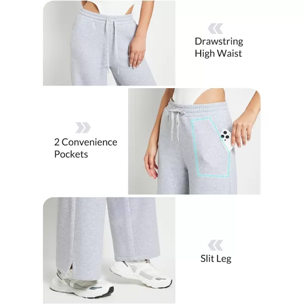 BALEAF Womens Fleece Lined Sweatpants Straight Wide Leg Casual Loose Lounge Sweat Pants with PocketsGrey