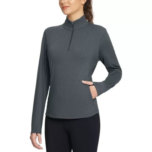 BALEAF Womens Fleece Pullover Jacket Water Resistant Half Zip Thermal Golf Shirts Cold Weather Running Gear WinterGrey