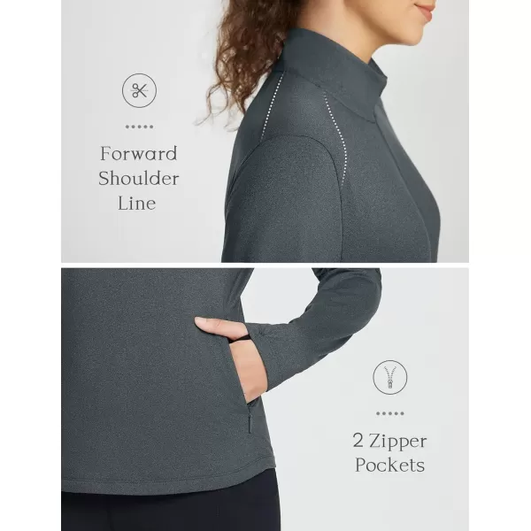 BALEAF Womens Fleece Pullover Jacket Water Resistant Half Zip Thermal Golf Shirts Cold Weather Running Gear WinterGrey