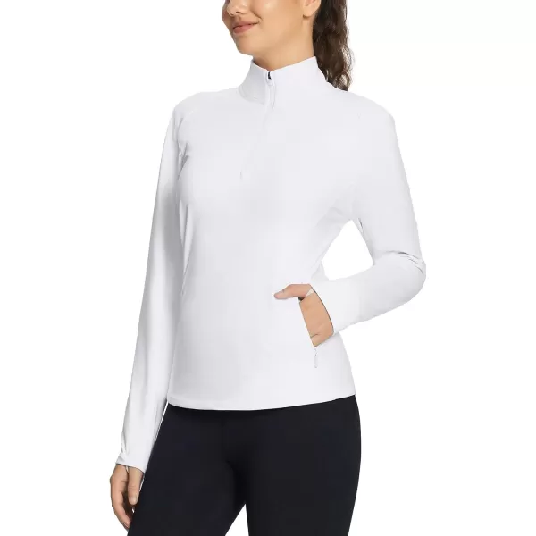 BALEAF Womens Fleece Pullover Jacket Water Resistant Half Zip Thermal Golf Shirts Cold Weather Running Gear WinterWhite