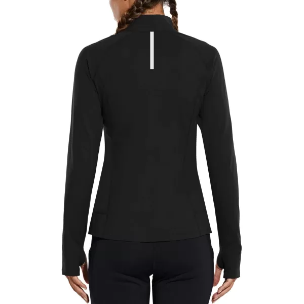 BALEAF Womens Fleece Running Jacket HalfZip Athletic Pullover Long Sleeve Thermal Shirts Workout Winter Cold WeatherBlack