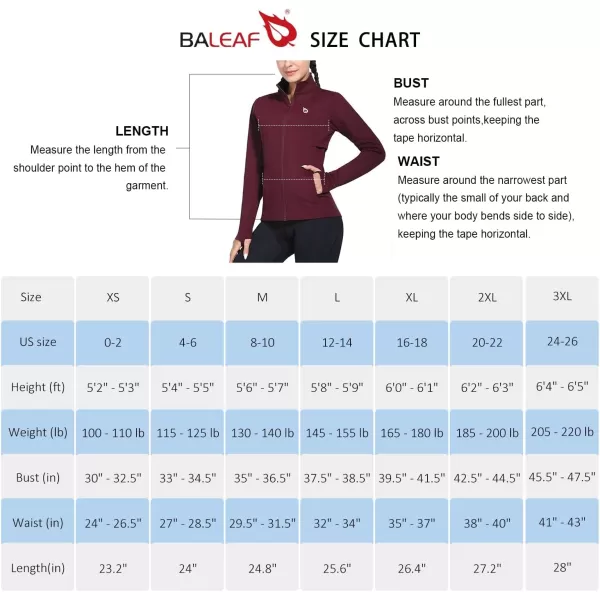 BALEAF Womens Fleece Running Jacket Water Resistant Full Zip Winter Cold Weather Gear Thermal Cycling Workout Jackets04wine Red