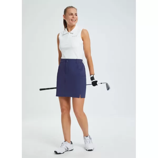 BALEAF Womens Golf 18 Skorts Skirts with Pockets UPF 50 Hiking Skirt Quick Dry Lightweight Outdoor CasualDark Blue