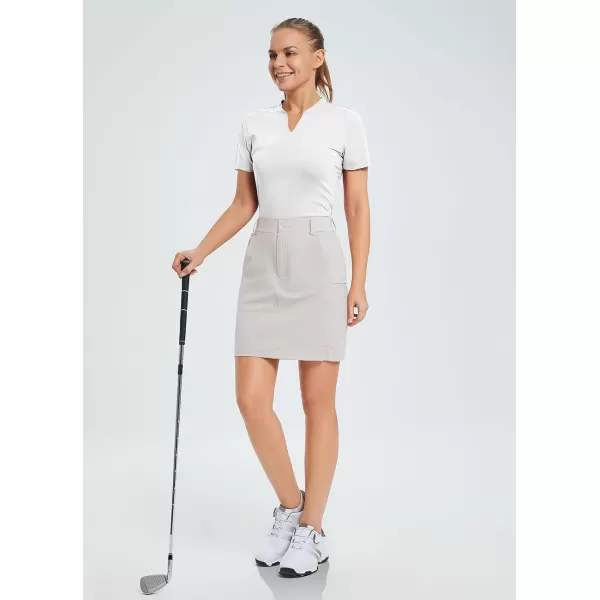 BALEAF Womens Golf 18 Skorts Skirts with Pockets UPF 50 Hiking Skirt Quick Dry Lightweight Outdoor CasualGrey