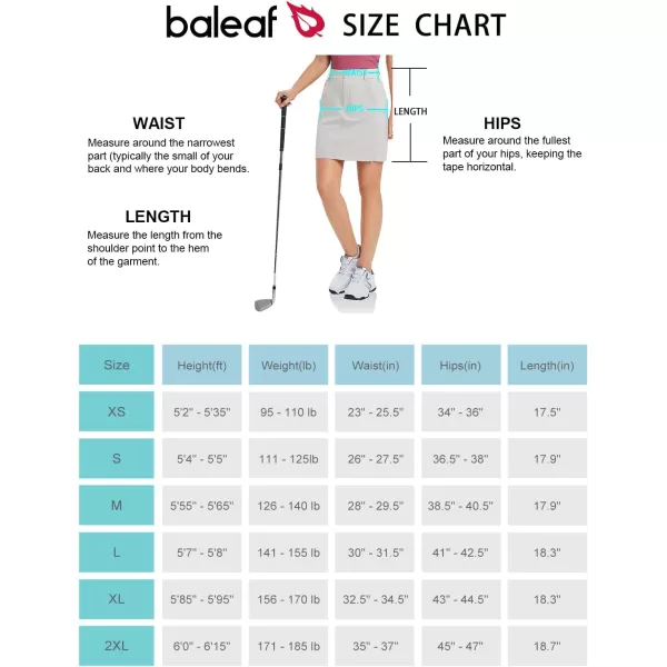 BALEAF Womens Golf 18 Skorts Skirts with Pockets UPF 50 Hiking Skirt Quick Dry Lightweight Outdoor CasualGrey