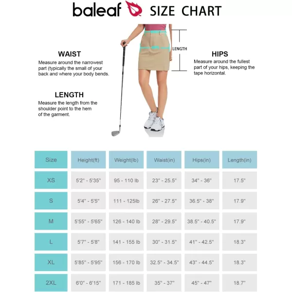 BALEAF Womens Golf 18 Skorts Skirts with Pockets UPF 50 Hiking Skirt Quick Dry Lightweight Outdoor CasualKhaki