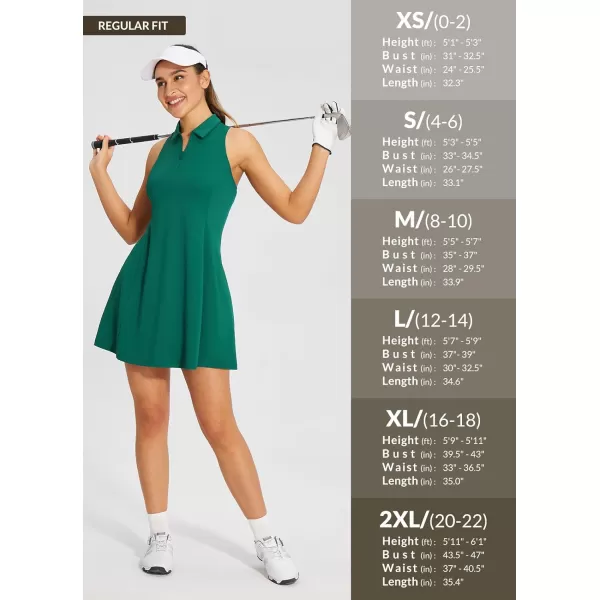 BALEAF Womens Golf Dress Sleeveless Tennis Dress with Built in Shorts Pockets Racerback Workout Athletic DressesGreen