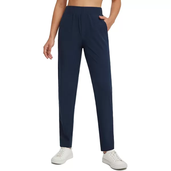 BALEAF Womens Golf Pants Ankle Sweatpants Stretch High Waist with Zipper Pockets Work Athletic Travel Petite UPF50Blue