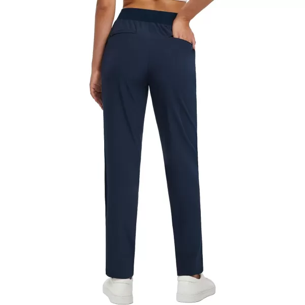 BALEAF Womens Golf Pants Ankle Sweatpants Stretch High Waist with Zipper Pockets Work Athletic Travel Petite UPF50Blue