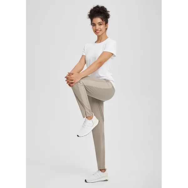 BALEAF Womens Golf Pants Ankle Sweatpants Stretch High Waist with Zipper Pockets Work Athletic Travel Petite UPF50Brown