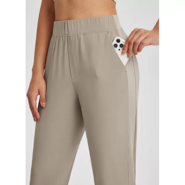 BALEAF Womens Golf Pants Ankle Sweatpants Stretch High Waist with Zipper Pockets Work Athletic Travel Petite UPF50Brown