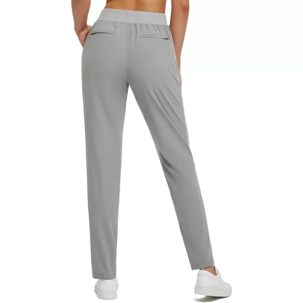 BALEAF Womens Golf Pants Ankle Sweatpants Stretch High Waist with Zipper Pockets Work Athletic Travel Petite UPF50Grey