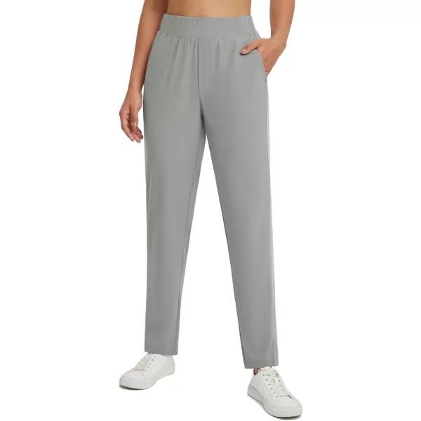 BALEAF Womens Golf Pants Ankle Sweatpants Stretch High Waist with Zipper Pockets Work Athletic Travel Petite UPF50Grey