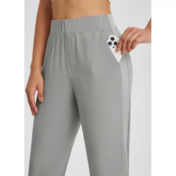 BALEAF Womens Golf Pants Ankle Sweatpants Stretch High Waist with Zipper Pockets Work Athletic Travel Petite UPF50Grey