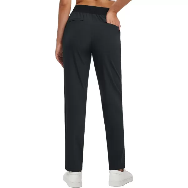 BALEAF Womens Golf Pants Ankle Sweatpants Stretch High Waist with Zipper Pockets Work Athletic Travel UPF50Black