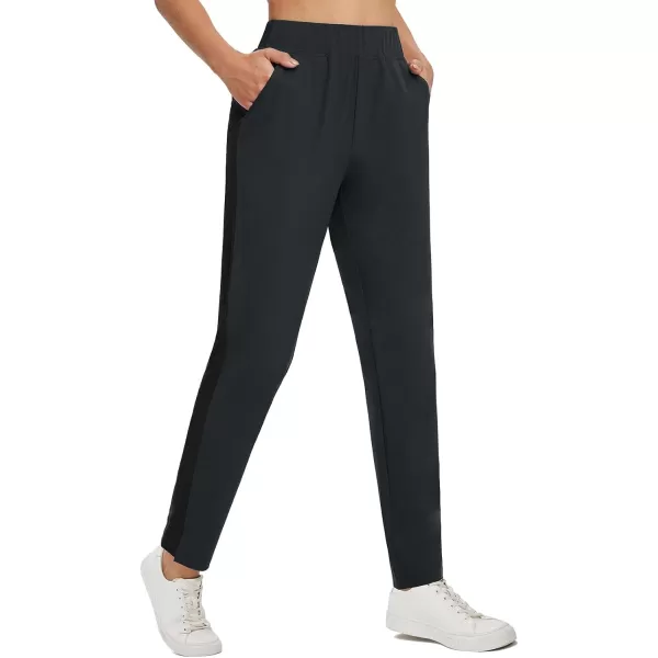 BALEAF Womens Golf Pants Ankle Sweatpants Stretch High Waist with Zipper Pockets Work Athletic Travel UPF50Black