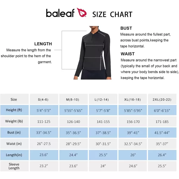 BALEAF Womens Golf Shirt Long Sleeve Tennis Moisture Wicking Shirt 14 Zip UPF50 Sun Protection Athletic TopsBlack