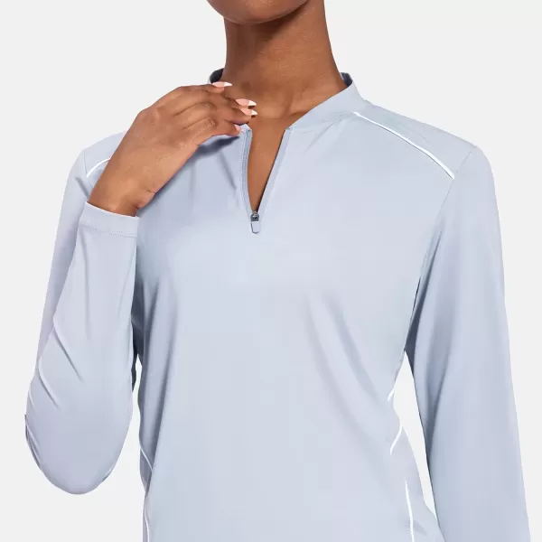 BALEAF Womens Golf Shirt Long Sleeve Tennis Moisture Wicking Shirt 14 Zip UPF50 Sun Protection Athletic TopsBlue