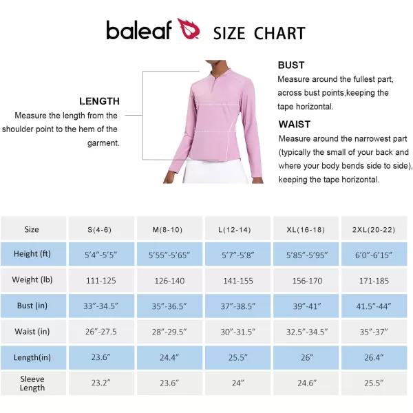 BALEAF Womens Golf Shirt Long Sleeve Tennis Moisture Wicking Shirt 14 Zip UPF50 Sun Protection Athletic TopsMist Purple