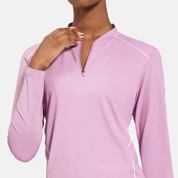 BALEAF Womens Golf Shirt Long Sleeve Tennis Moisture Wicking Shirt 14 Zip UPF50 Sun Protection Athletic TopsMist Purple