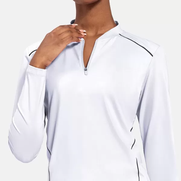 BALEAF Womens Golf Shirt Long Sleeve Tennis Moisture Wicking Shirt 14 Zip UPF50 Sun Protection Athletic TopsWhite