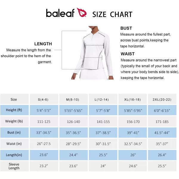 BALEAF Womens Golf Shirt Long Sleeve Tennis Moisture Wicking Shirt 14 Zip UPF50 Sun Protection Athletic TopsWhite