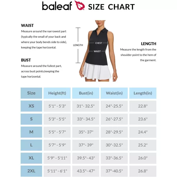 BALEAF Womens Golf Shirt Sleeveless Tennis Tank Tops VNeck Racerback Polo Collar UPFBlack