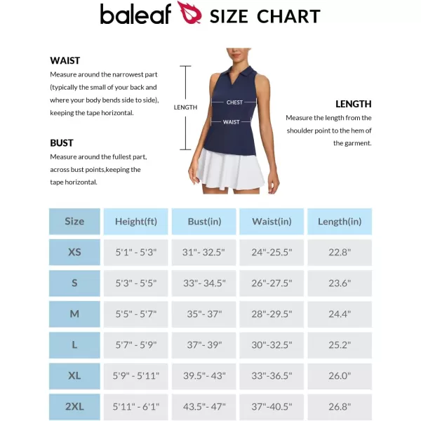 BALEAF Womens Golf Shirt Sleeveless Tennis Tank Tops VNeck Racerback Polo Collar UPFBlue