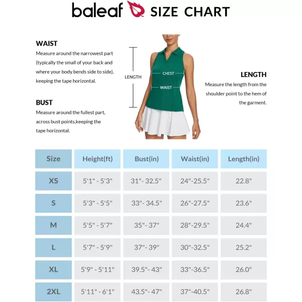 BALEAF Womens Golf Shirt Sleeveless Tennis Tank Tops VNeck Racerback Polo Collar UPFGreen