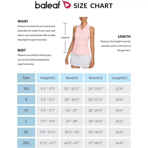 BALEAF Womens Golf Shirt Sleeveless Tennis Tank Tops VNeck Racerback Polo Collar UPFPink