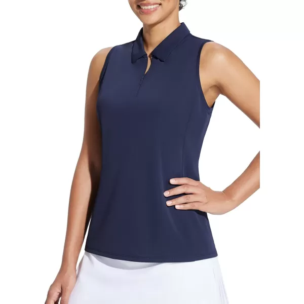 BALEAF Womens Golf Shirts Sleeveless Tennis Tank Tops Polo Collar UPF 50 Quick DryBlue