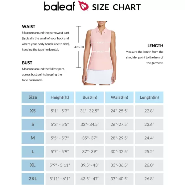 BALEAF Womens Golf Shirts Sleeveless Tennis Tank Tops Polo Collar UPF 50 Quick DryPink