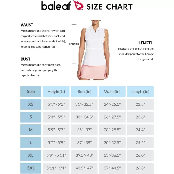 BALEAF Womens Golf Shirts Sleeveless Tennis Tank Tops Polo Collar UPF 50 Quick DryWhite