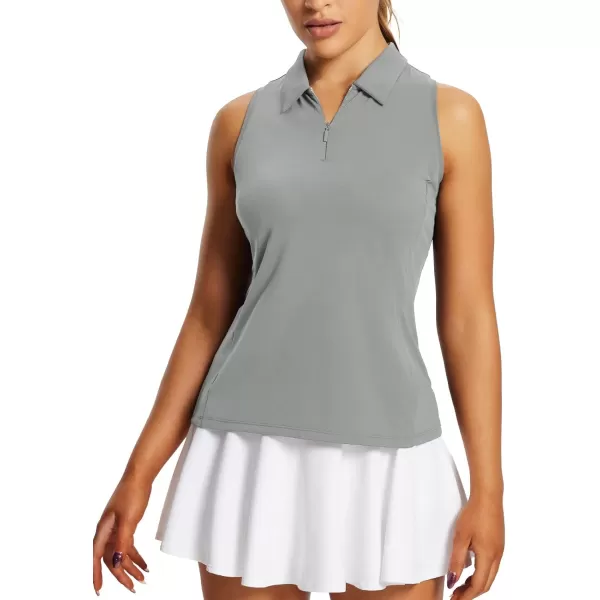 BALEAF Womens Golf Shirts Tank Tops Sleeveless Tennis Polo Racerback with Collar Athletic Tanks Quick DryRacerbacklight Grey