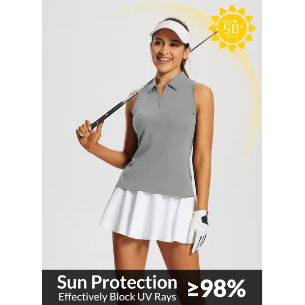 BALEAF Womens Golf Shirts Tank Tops Sleeveless Tennis Polo Racerback with Collar Athletic Tanks Quick DryRacerbacklight Grey