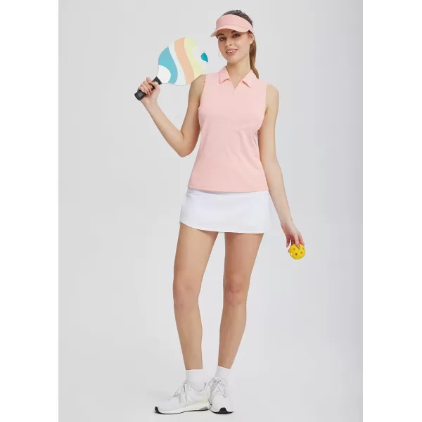 BALEAF Womens Golf Shirts Tank Tops Sleeveless Tennis Polo Racerback with Collar Athletic Tanks Quick DryRegularpink