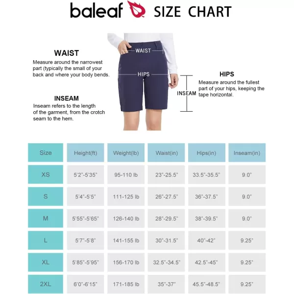 BALEAF Womens Golf Shorts 9 Bermuda Long Short Knee Length Stretch with Pockets Golfing Apparel for LadiesBlue