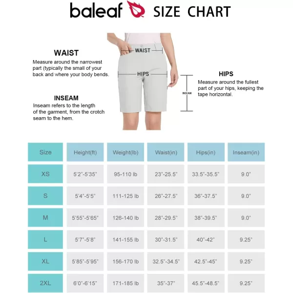 BALEAF Womens Golf Shorts 9 Bermuda Long Short Knee Length Stretch with Pockets Golfing Apparel for LadiesGlacier Gray