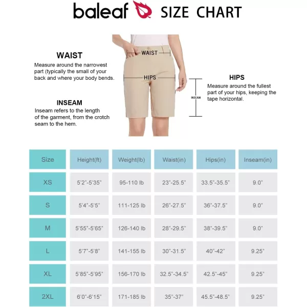 BALEAF Womens Golf Shorts 9 Bermuda Long Short Knee Length Stretch with Pockets Golfing Apparel for LadiesKhaki