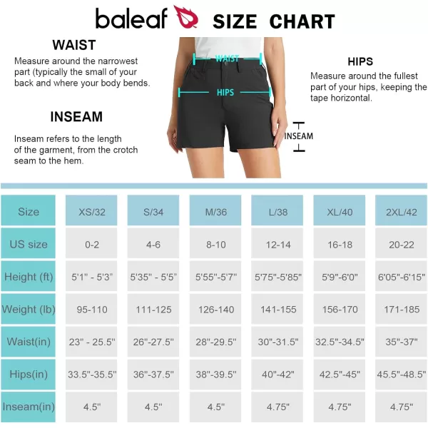 BALEAF Womens Golf Shorts Stretch 45 Quick Dry Mesh Breathable Hiking Spandex Active with Pockets AthleticBlack