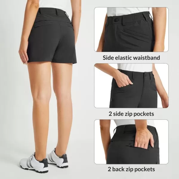 BALEAF Womens Golf Shorts Stretch 45 Quick Dry Mesh Breathable Hiking Spandex Active with Pockets AthleticBlack