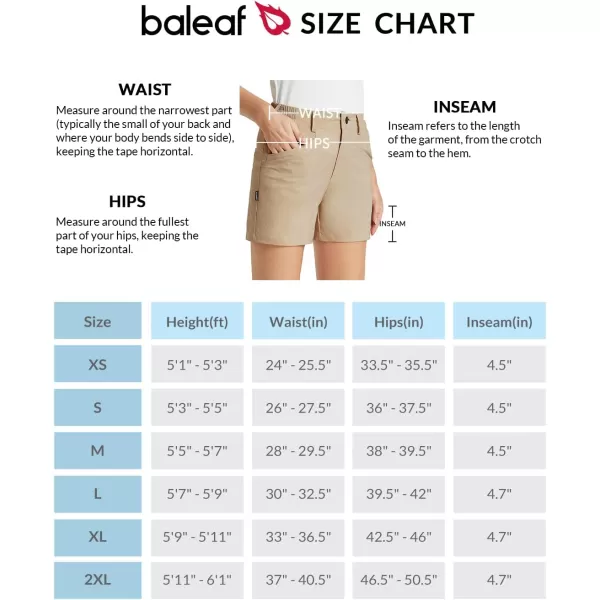 BALEAF Womens Golf Shorts Stretch 45 Quick Dry Mesh Breathable Hiking Spandex Active with Pockets AthleticKhaki