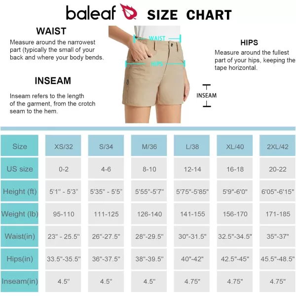 BALEAF Womens Golf Shorts Stretch 45 Quick Dry Mesh Breathable Hiking Spandex Active with Pockets AthleticKhaki