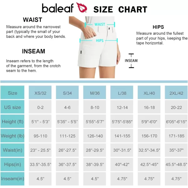 BALEAF Womens Golf Shorts Stretch 45 Quick Dry Mesh Breathable Hiking Spandex Active with Pockets AthleticWhite