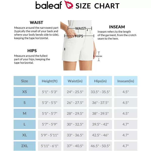 BALEAF Womens Golf Shorts Stretch 45 Quick Dry Mesh Breathable Hiking Spandex Active with Pockets AthleticWhite