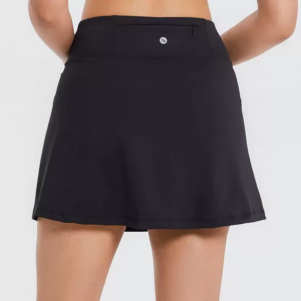 BALEAF Womens Golf Skirts High Waisted Tennis Skorts with Slit Athletic Running Skirt with Shorts and Zip PocketsBlack