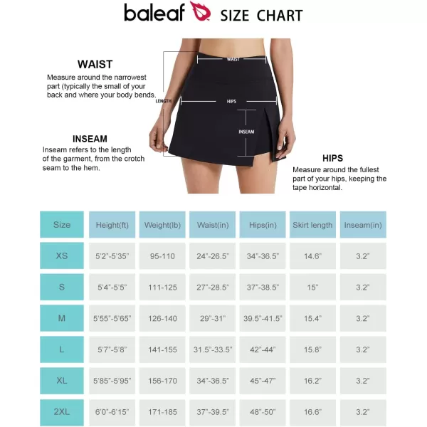 BALEAF Womens Golf Skirts High Waisted Tennis Skorts with Slit Athletic Running Skirt with Shorts and Zip PocketsBlack