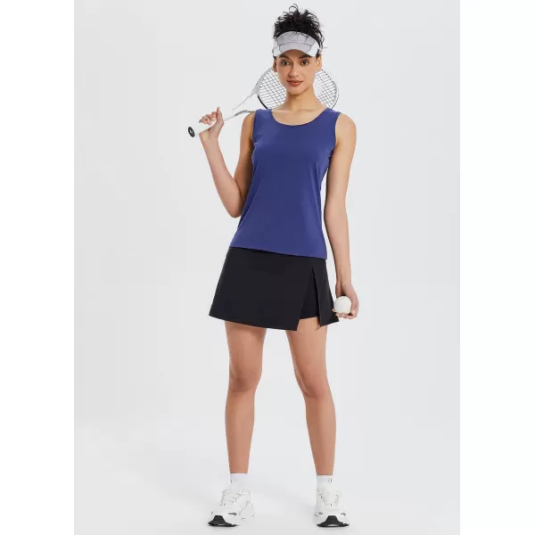 BALEAF Womens Golf Skirts High Waisted Tennis Skorts with Slit Athletic Running Skirt with Shorts and Zip PocketsBlack